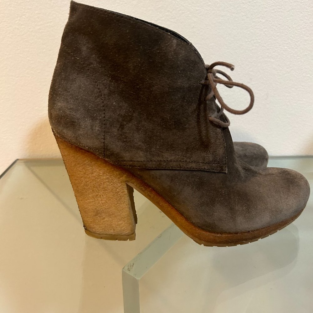Prada Lace Up Brown Suede Boots